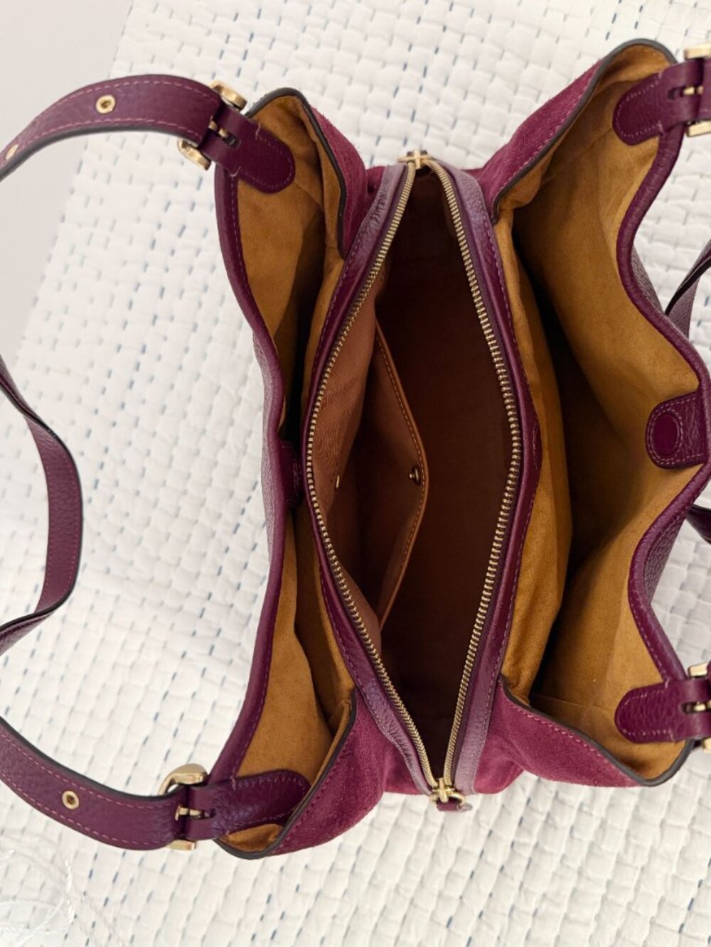 COACH LORI LEATHER & SUEDE SHOULDER BAG - Picture 9 of 12